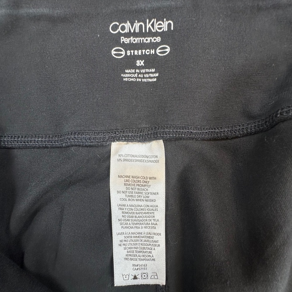 Calvin Klein Performance Leggings Womens 3X Black Cotton Stretch Capri Logo - Picture 7 of 9